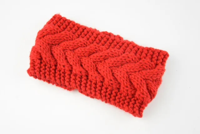 Twist Knitted Wool Headband With Ear Protection Headgear Red - Shop at LoveMi