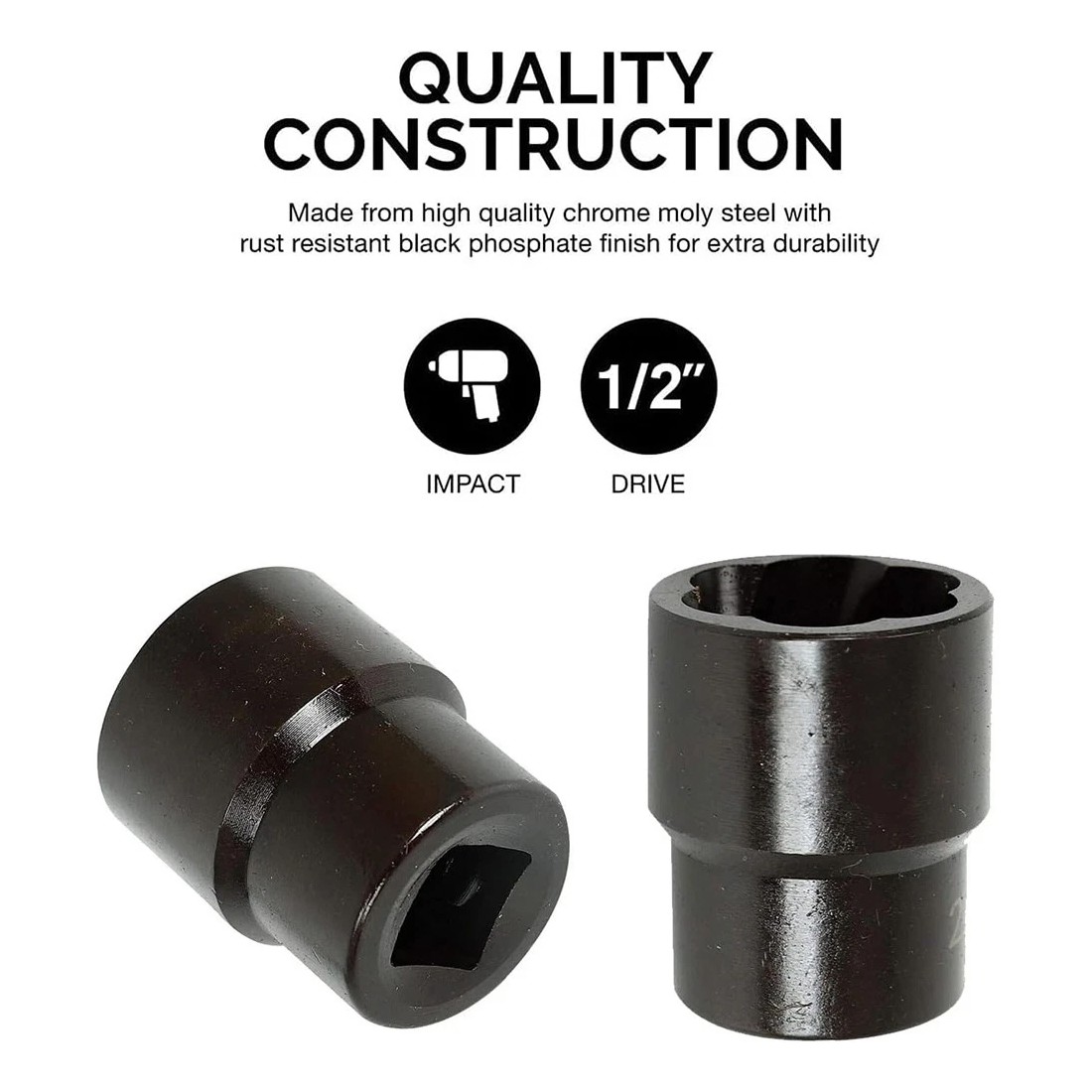 Heavy Duty 40 Piece Car Truck Deep Impact Socket Set Drive 8-32mm Metric — image 11