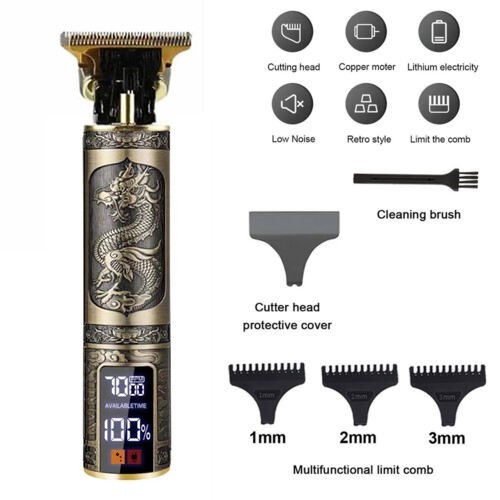 Beard Trimmer Hair Clippers Cordless Hair Cutting Barber Shaving Machine For Men Rechargeable Copper - Shop at LoveMi