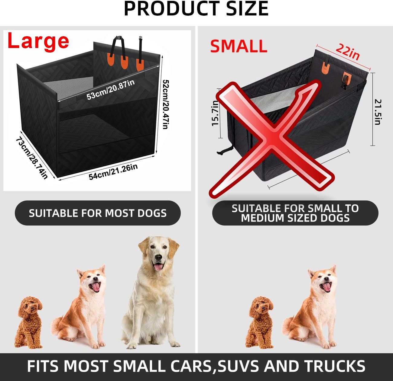 Hard Bottom Dog Cat Car Seat For LargeMedium Pet Booster Back Extender — image 3