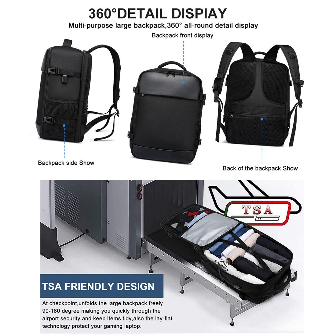 Carry On Cabin Backpack Luggage 40x30x20 Travel Flight Bag Shoulder — image 7