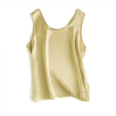 Title 6, L Silk Satin O Neck Sleeveless Shirt Solid Summ...