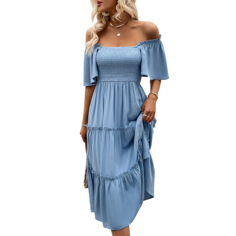 Minimalist Women's Cross-border Mid-length Solid Color Dress