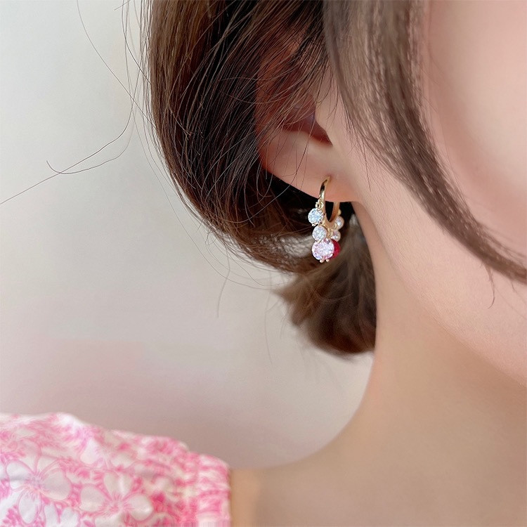 Temperament Color Zircon Fringe Ear Buckle Personality Fashion Light Luxury