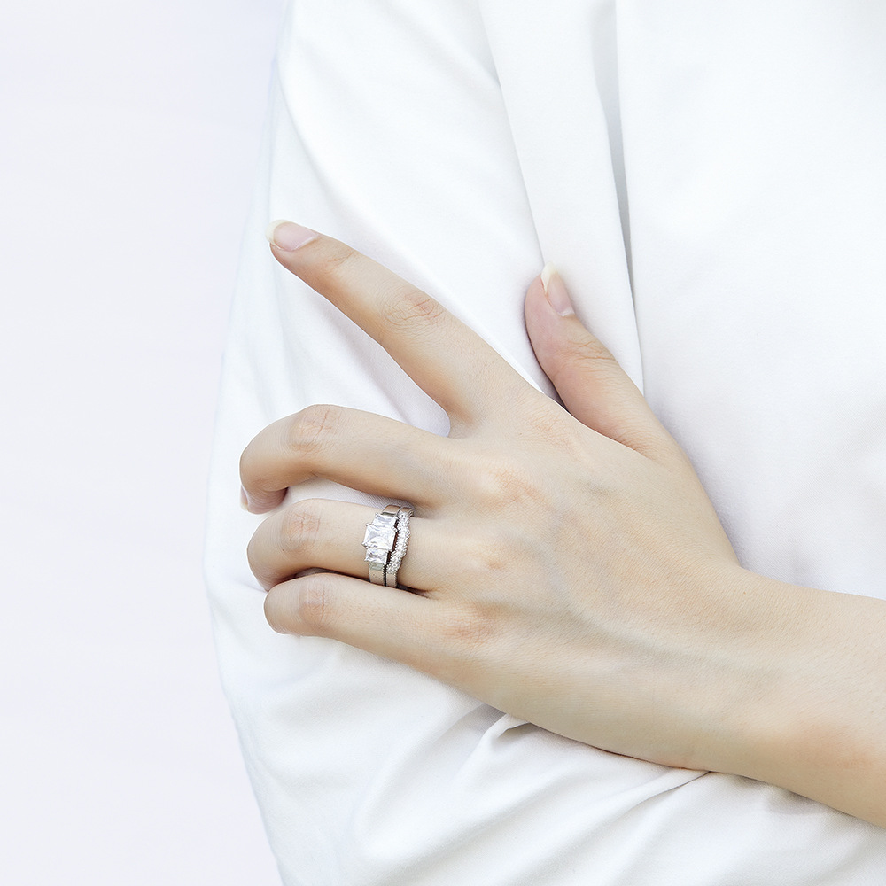 European And American Silver Fashion Zircon Ring
