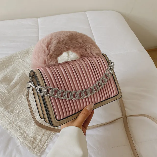 Bag Female Autumn Versatile Small Pleats Diagonal Pink - Shop at LoveMi