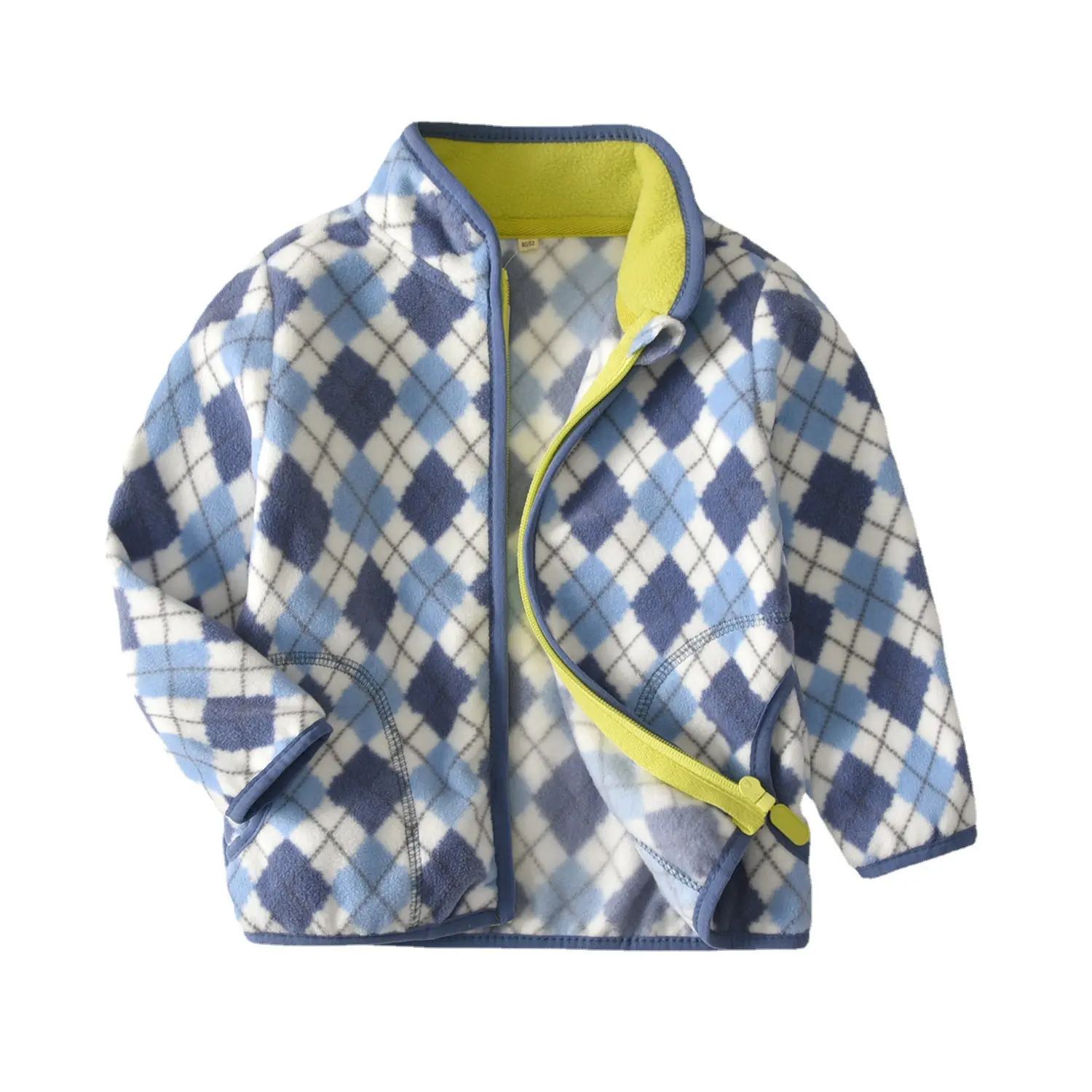 Boys' Polar Fleece Jacket Diamond Print Zip