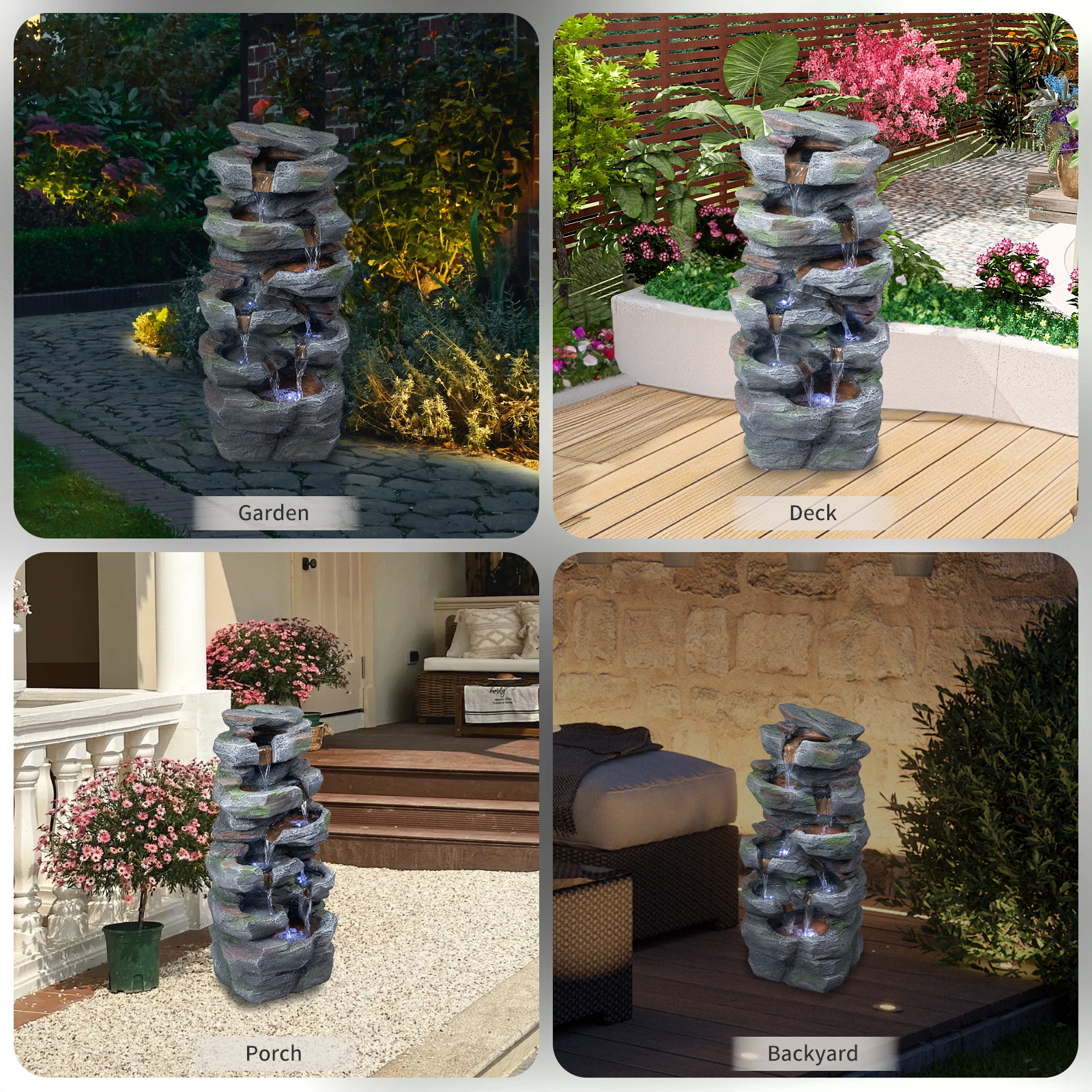 Fontaine extérieure de cascade de roche avec des lumières de LED fontaines de jardin – Image 8