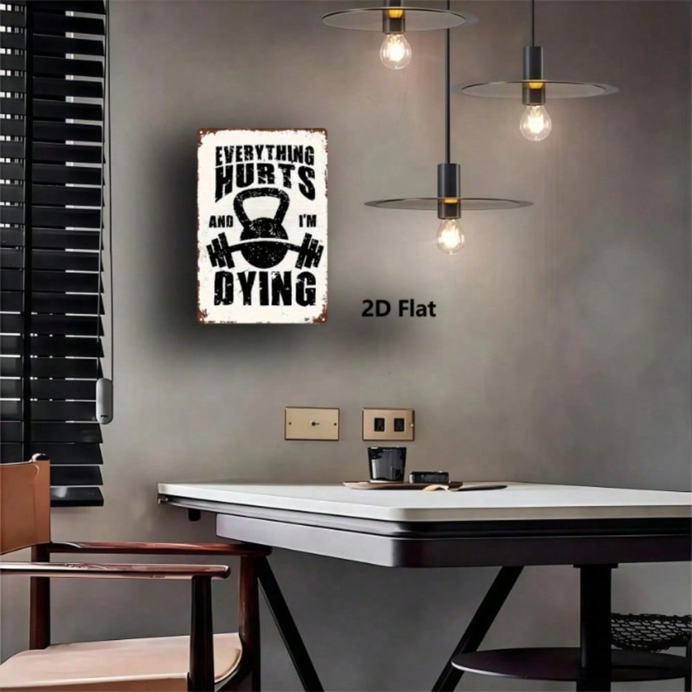 1pc Vintage Gym Metal Sign Plaque, Heavy Duty Weightlifting Rustic Wall Decor