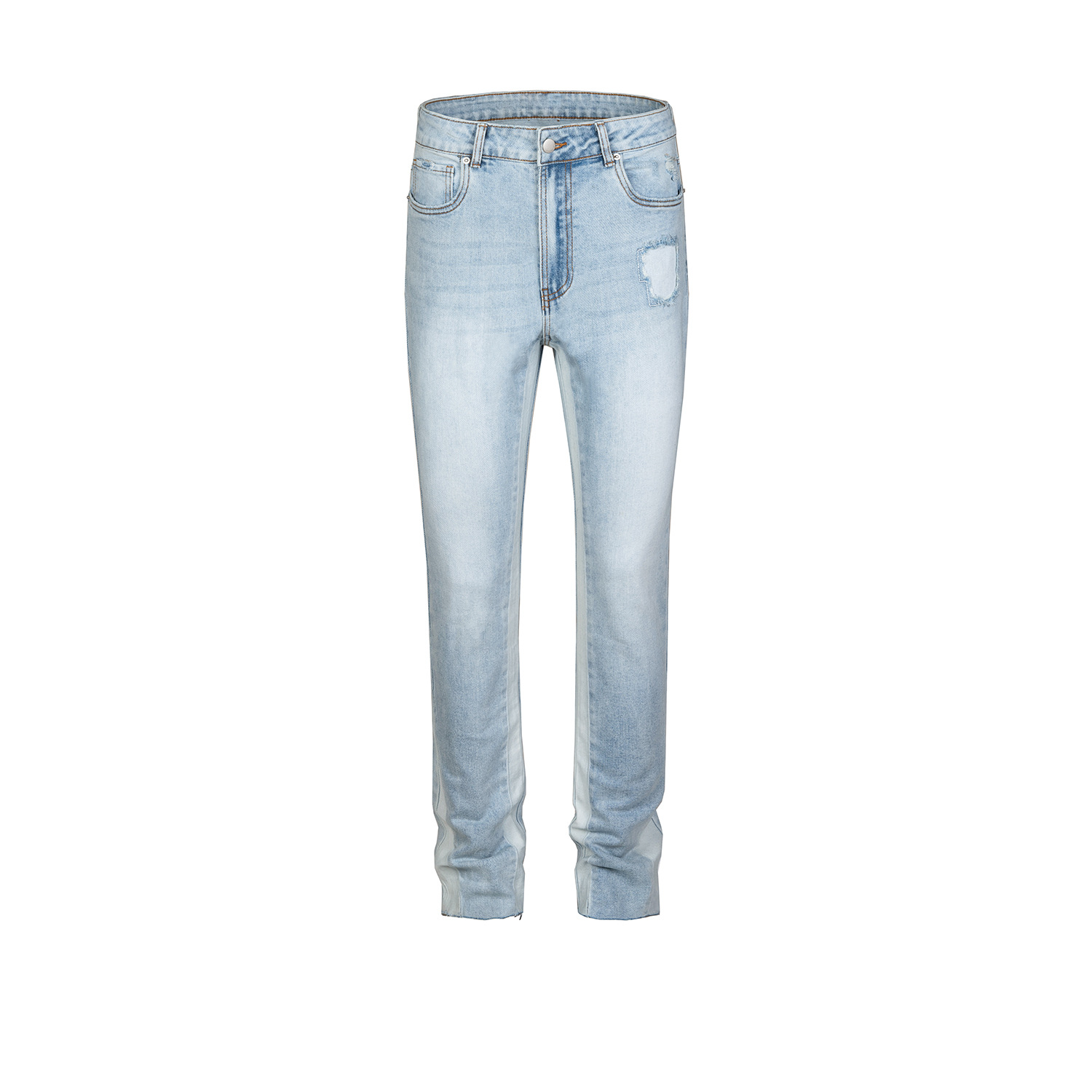 Title 6, Jeans Droit Effiloché Patchwork Unisexe