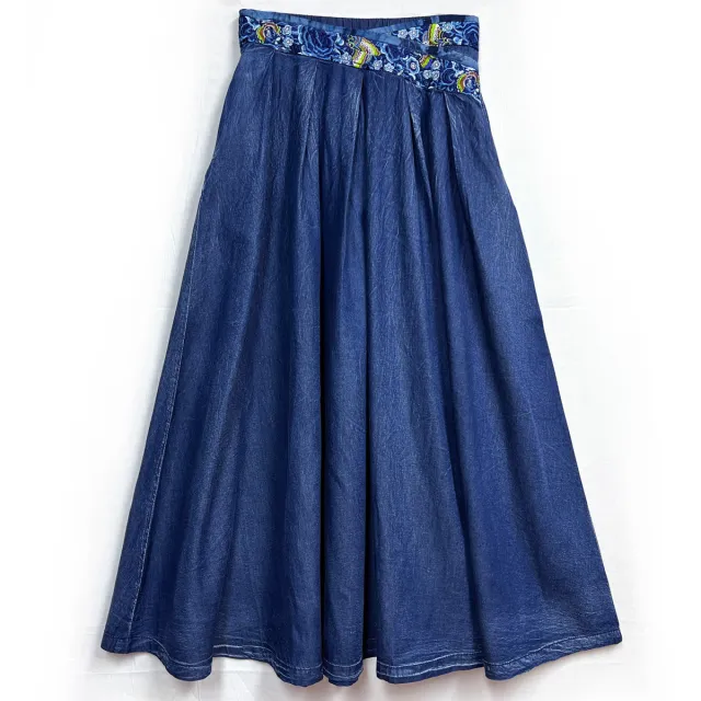 Women's Embroidery Versatile Retro Thin A line Long Skirt Denim - Shop at LoveMi
