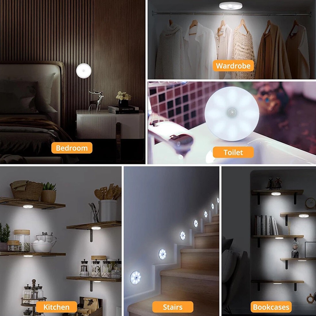 Sensor Light LED Motion PIR USB Rechargeable Portable Cabinet Stair Night Lamp