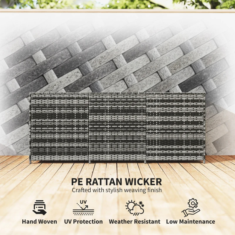 175 Gallon Outdoor Storage Box With Inner Liner, PE Rattan Wicker Deck Box With Pneumatic Bar Lift, Mixed Gray