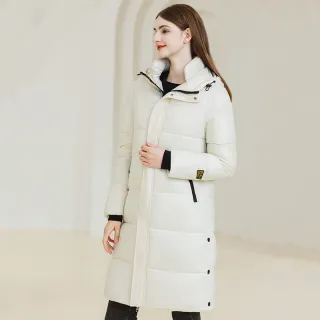 Winter Warm Hooded Coat With Pockets Fashion Simple Long Cotton Jacket Solid Color Outwear Women's Clothing - White