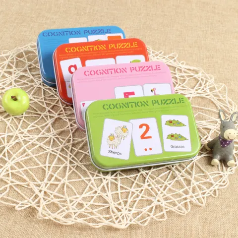 Children's Literacy Cognitive Card Baby Iron Box Puzzle Reading