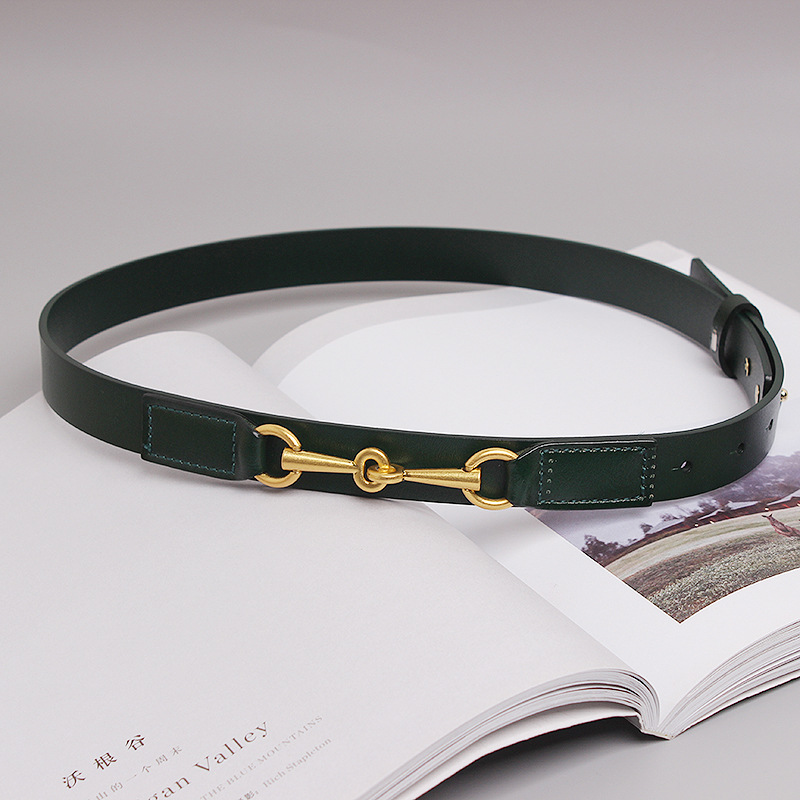 Title 2, Fashion Simple Female Cowhide Horsebit Belt