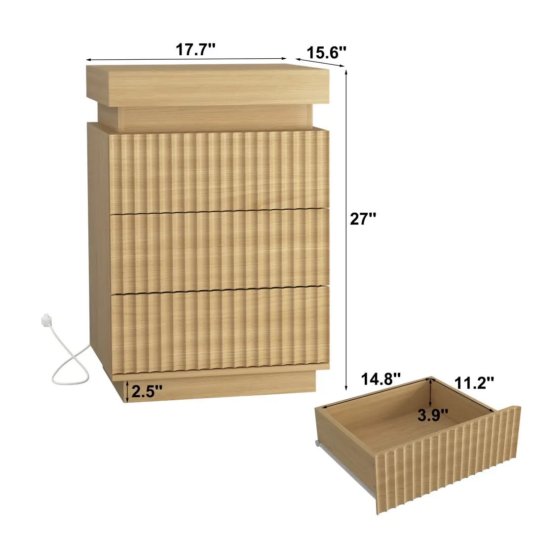 Set Of 2 Natural Nightstand
