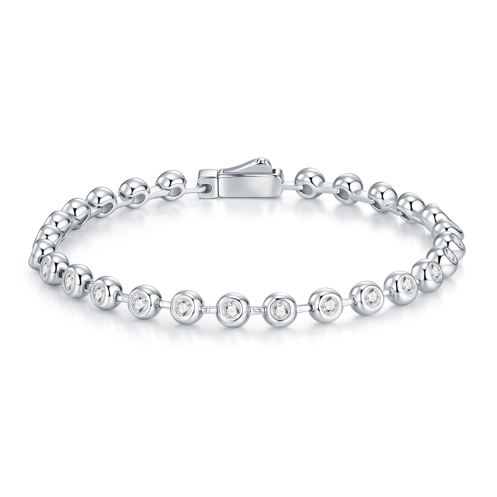A 0.3-carat Luxurious And Fashionable Light Luxury Trend Jewelry Silver Bracelet Set With Top-quality Moissanite, Made Of S925 Silver-plated Platinum Material. - Image 1