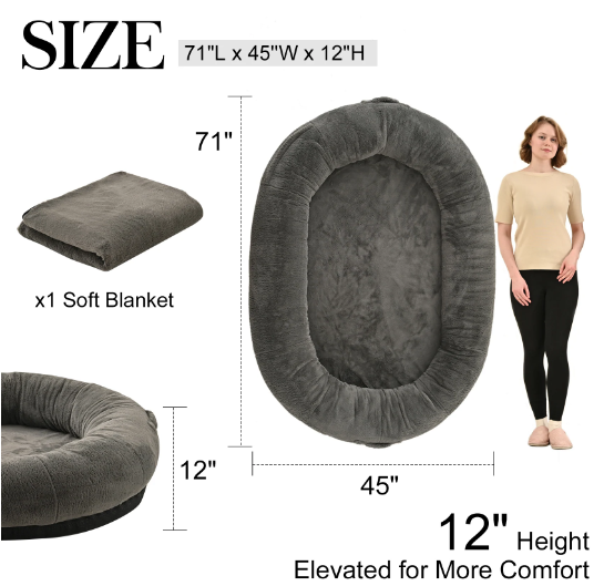 Large Dark Grey Human Dog Bed CJdropshipping