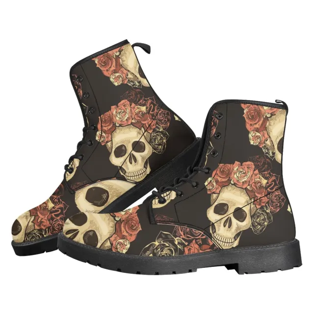 Printed Women's Leather Flat Bottom Low Heel British Martin Boots A 36 - Shop at LoveMi