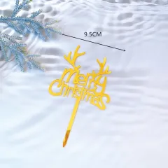 Christmas Single And Double Layer Acrylic Baking Cake Decoration - A Golden Elk - View 1