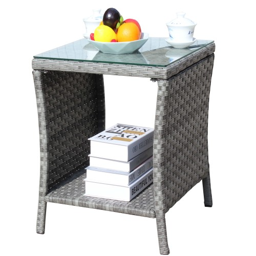 Outdoor Patio Furniture 1 Coffee Table With Clear Tempered Glass — foto 21