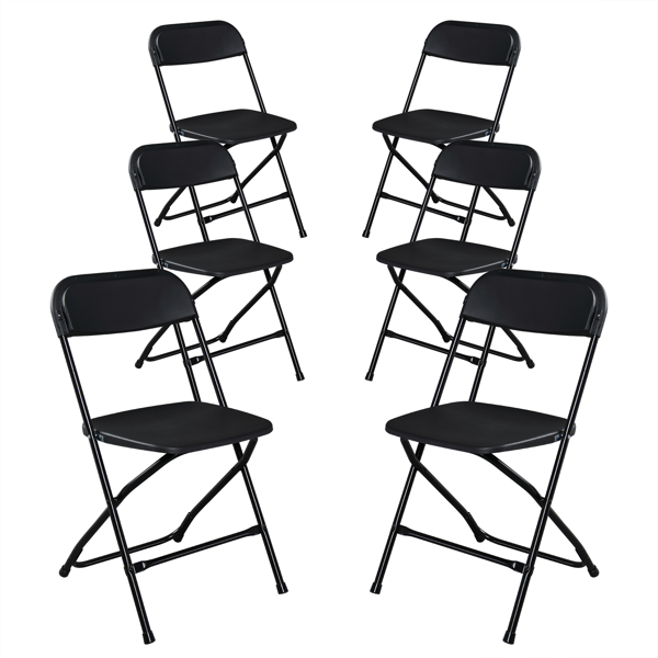 6pcs Injection Molding Classic Garden Plastic Folding Chair Black 3