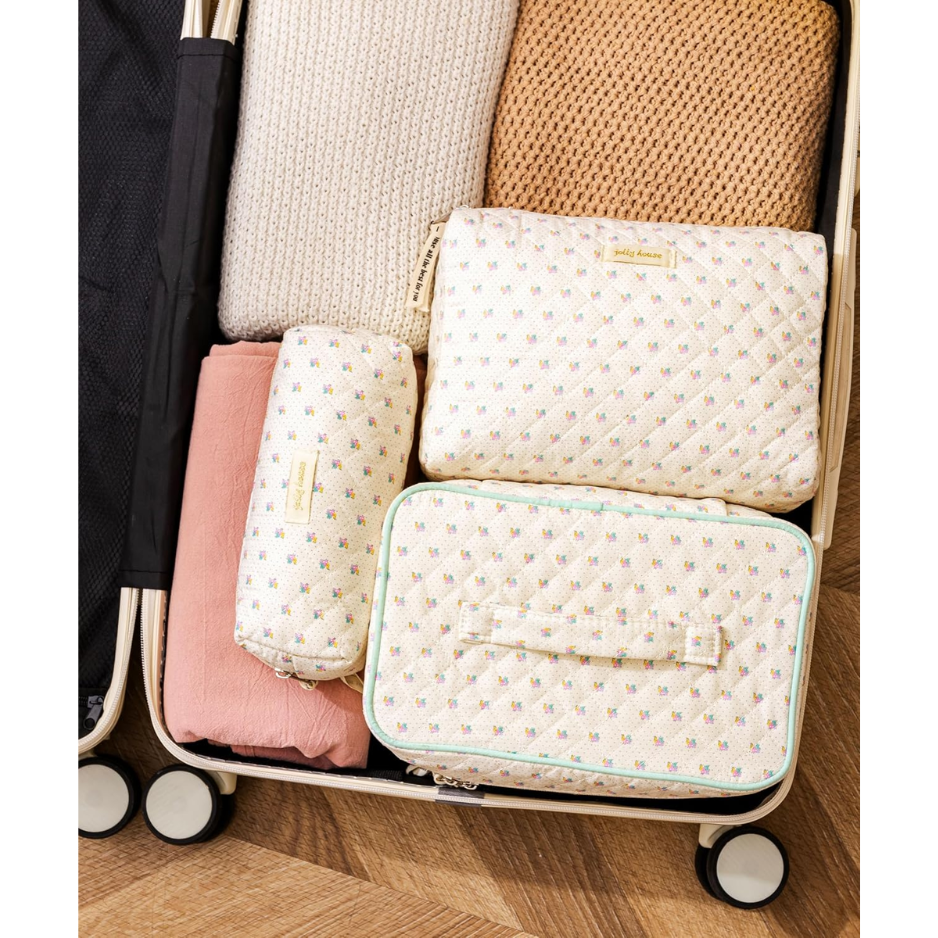 Quilted Cotton Makeup Bag Set, picture 2 of 3