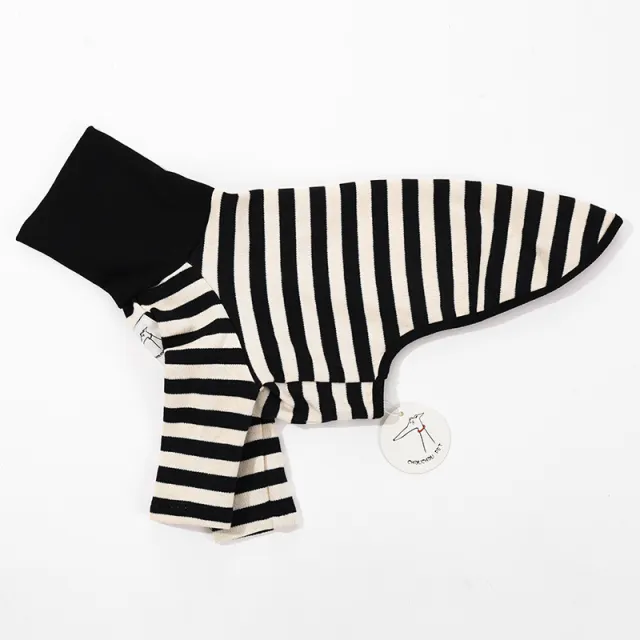 High Collar Striped Cotton Stretch Feet Dog Clothes Black - Shop at LoveMi