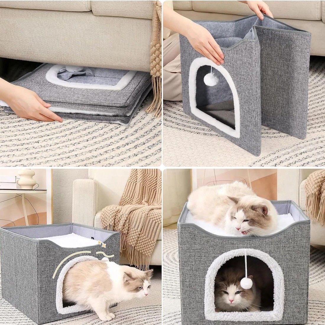 Pet Foldable Storage Cat Shelter Three-dimensional Cage With Scratching Pad — image 5