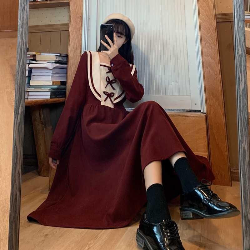 Retro Design French Mid-length College Dress