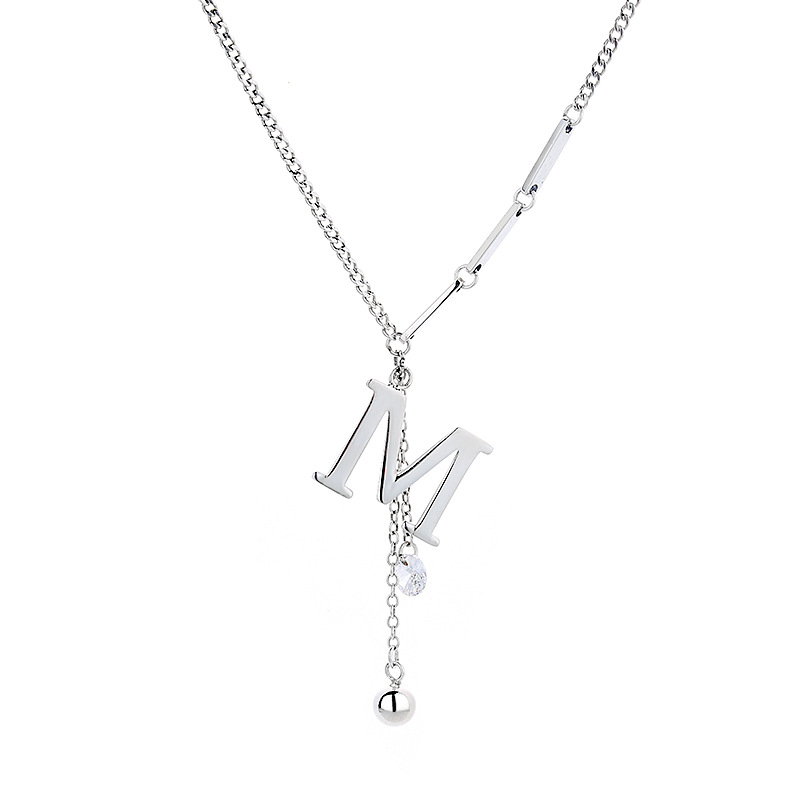 Sterling Silver New Niche Design M Letter Tassel Ins