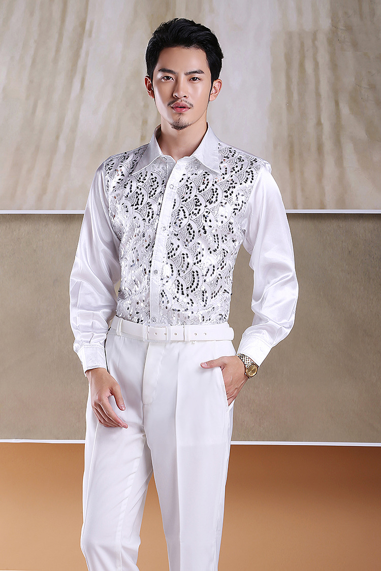 Title 2, Camicia uomo paillettes Abito performance. Bril...