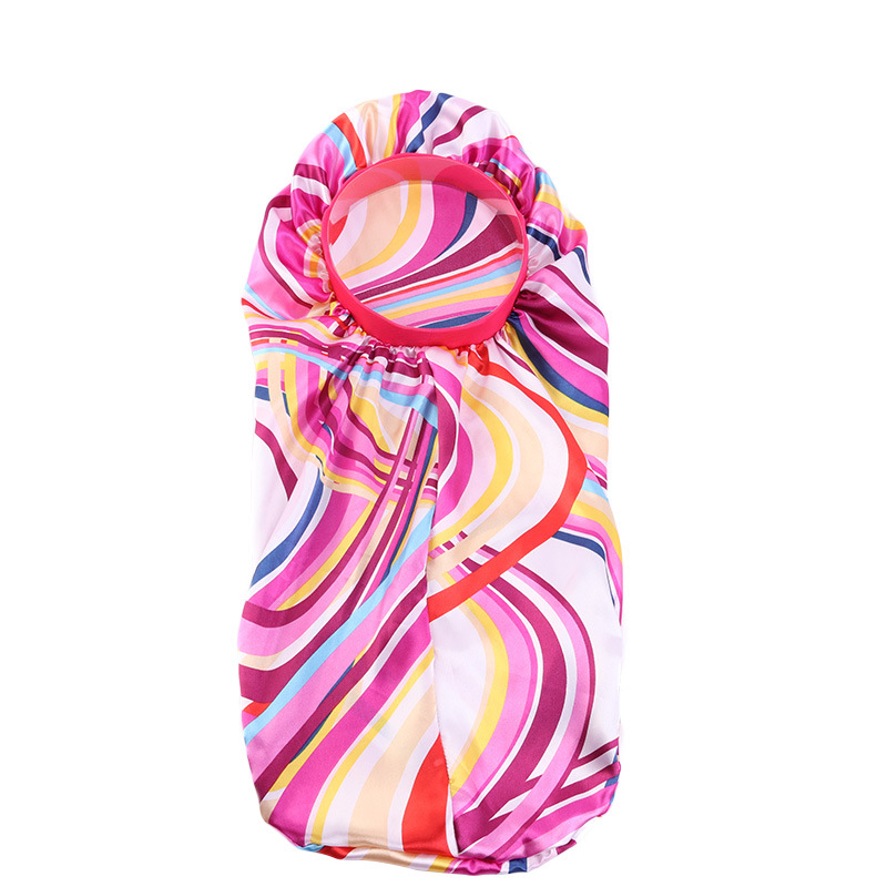 Popular Stretch Headband Satin Night Cap, Hair Care Long Barrel Cap, Perm Hat