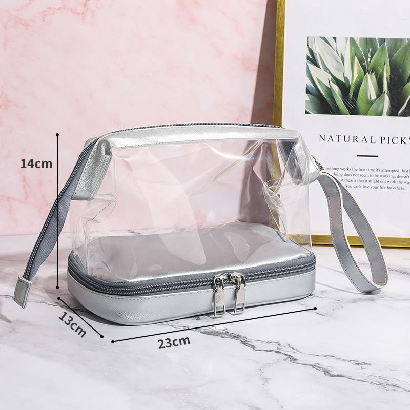 حقيبة تخزين شفافة بطبقتين بتصميم ثلاثي الأبعاد