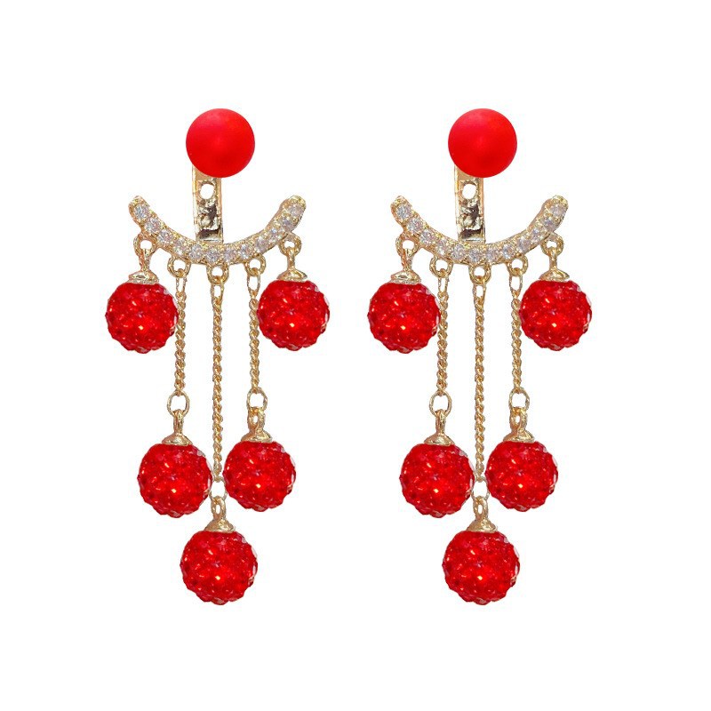 Title 5, Trendy Large Earrings Full Diamond Ball Tassel