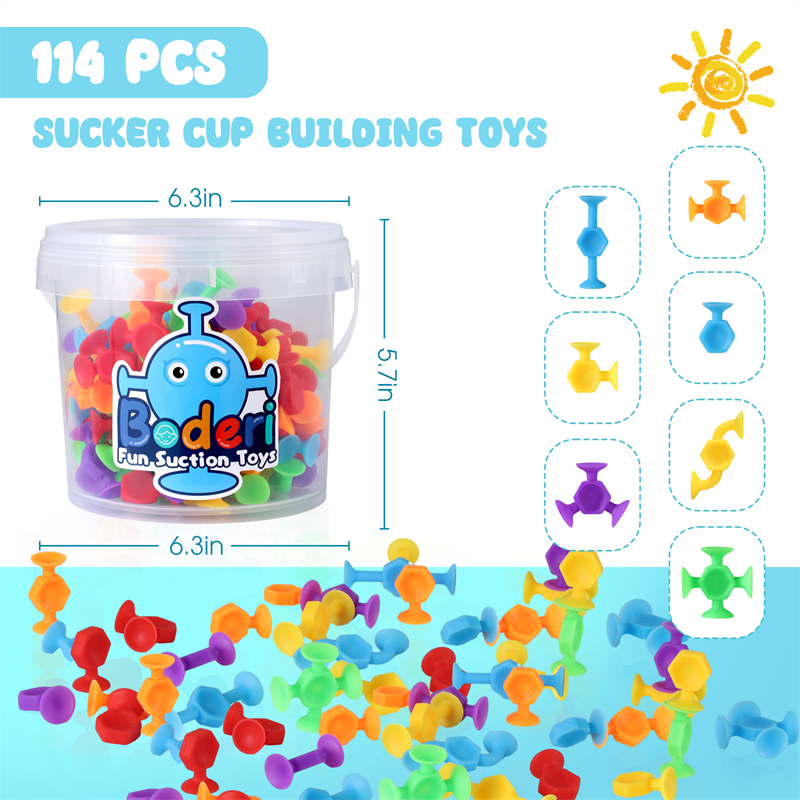 Toys for kids aged 4-8 boys 114 PCS Suction Toys Sensory boys girls Stress Release Toys Bath Toys Travel Toys Suction Cup Toys Silicone