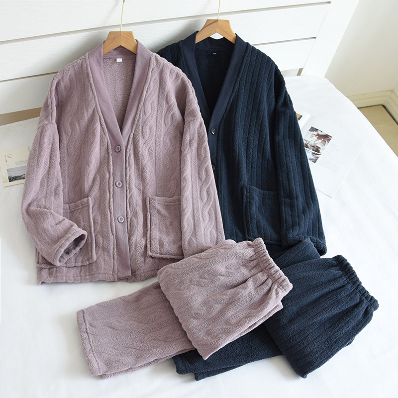 Title 6, Autumn And Winter Couple Pajamas Flannel Thicke...