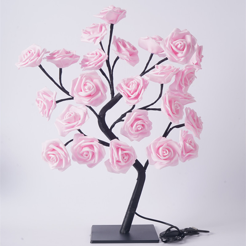 24lights pink rose tree light