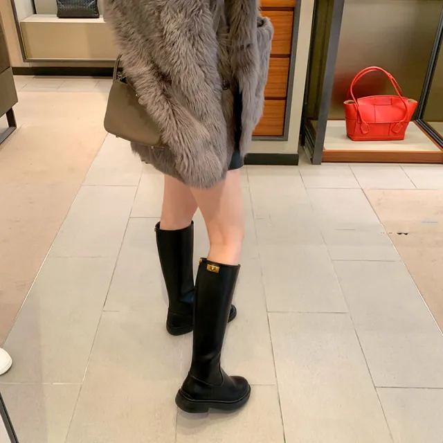Women's Back Zipper Long But Knee Leather Boots Black - Shop at LoveMi
