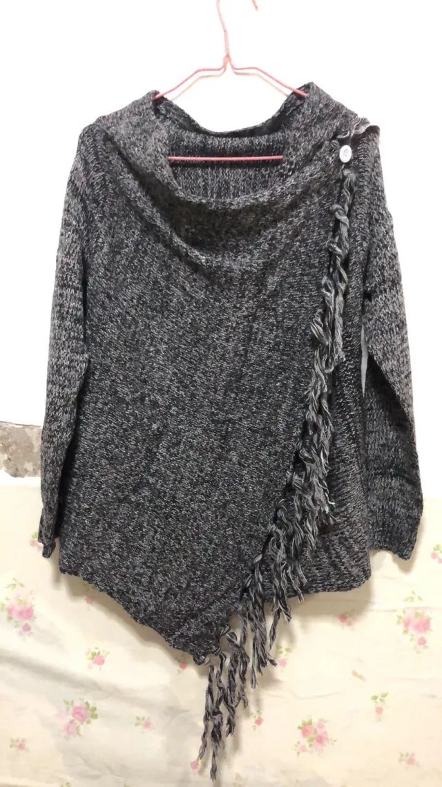 Sweater Medium Length Fashionable Tassel Women Black - Shop at LoveMi
