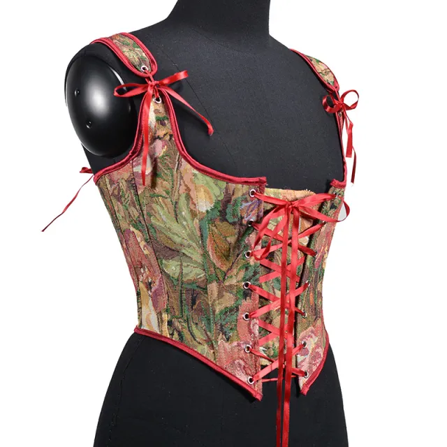 Woven Peony Embroidery Oil Painting Style Layered Vest Women's Top Peony Red - Shop at LoveMi