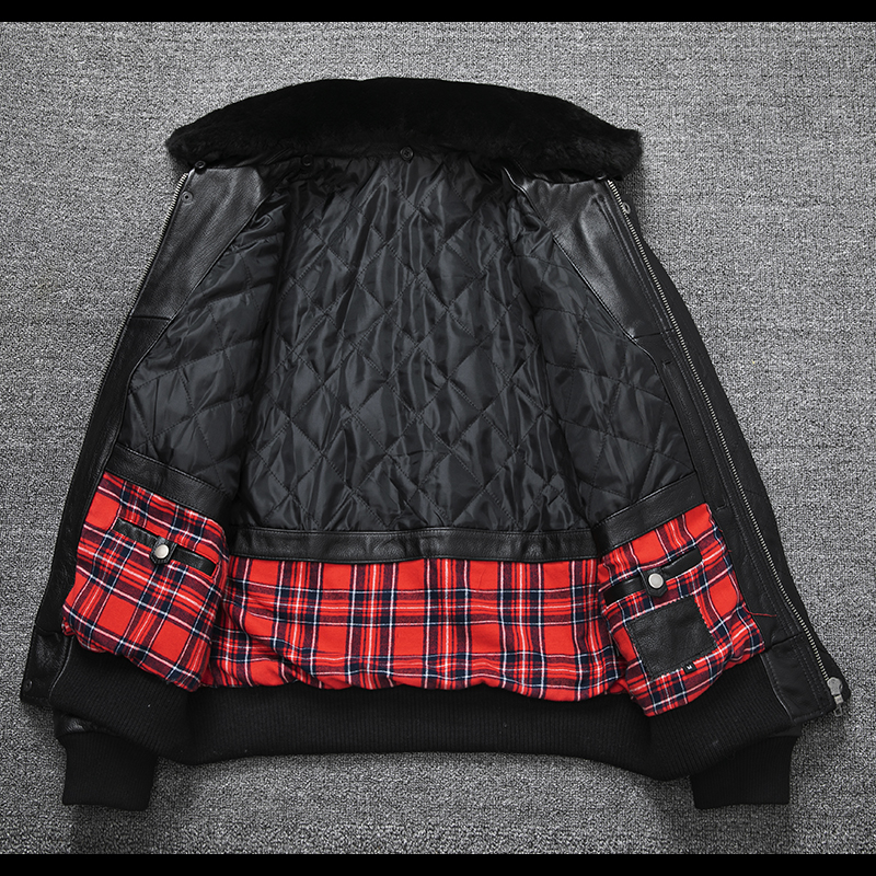 Pure First Layer Cowhide Leather Plus Cotton Flight Suit