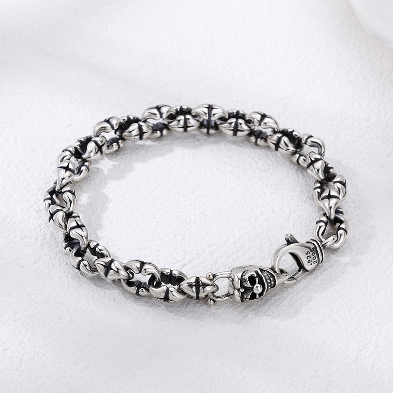 925 Sterling Silver Skull Thick Type Men's Bracelet