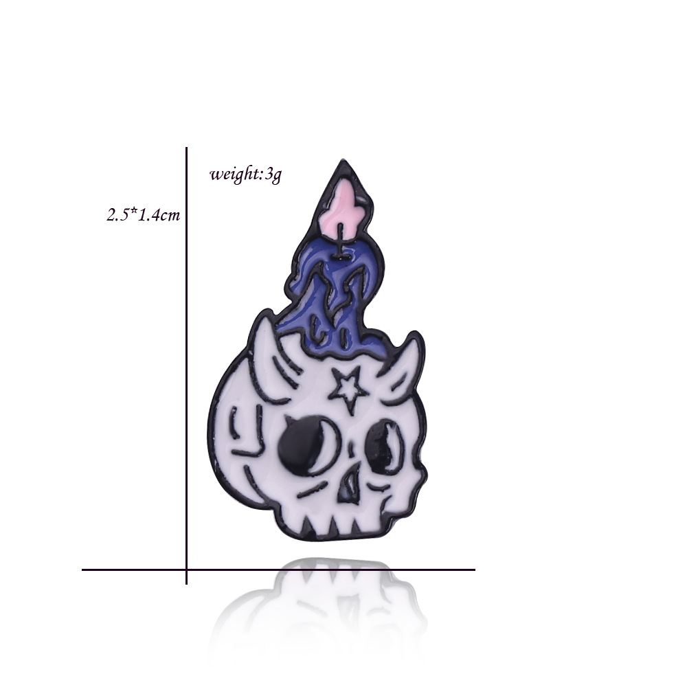 Cartoon Witch Witchcraft Skull Brooch Potion Skull And Candle Skull Punk Brooch 2Style - Shop at LoveMi