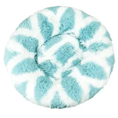 Dog Cat Plush Round Nest Pet Winter Mat Pet Product Accessories Bed Multicolor Multi Size Cat Litter Dog Litter - Blue And White Grid - View 1