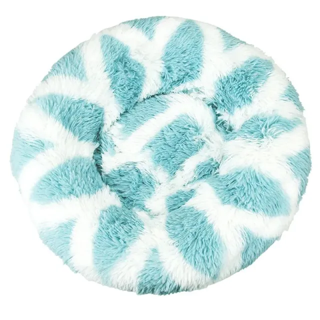 Dog Cat Plush Round Nest Pet Winter Mat Pet Product Accessories Bed Multicolor Multi Size Cat Litter Dog Litter Blue And White Grid - Shop at LoveMi