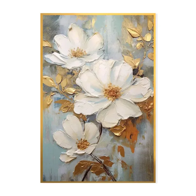 Large Lotus Flower Thickness Canvas Paints Oil Painting Handmade Abstract Home Decoration Accessories 3D Palette Without Inner Frame - Shop at LoveMi
