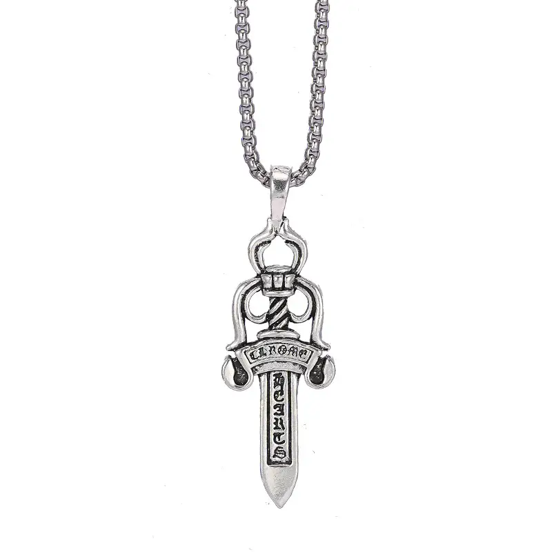 Men's Vintage Cross Sword Punk Pendant Necklace