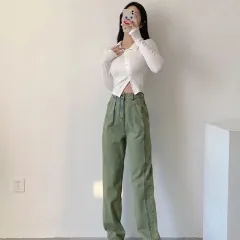 Fashion Personality Green Jeans Woman - Green - View 1
